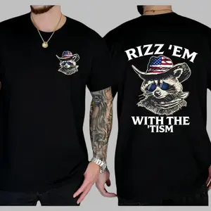 Ship Within 24 HoursRizz 'Em With The 'Tism Raccoon T-Shirt, Funny Cowboy Raccoon Shirt, Western Style Vintage Trendy Shirt - Shirt Graphic Tees For Men - Gifts For All