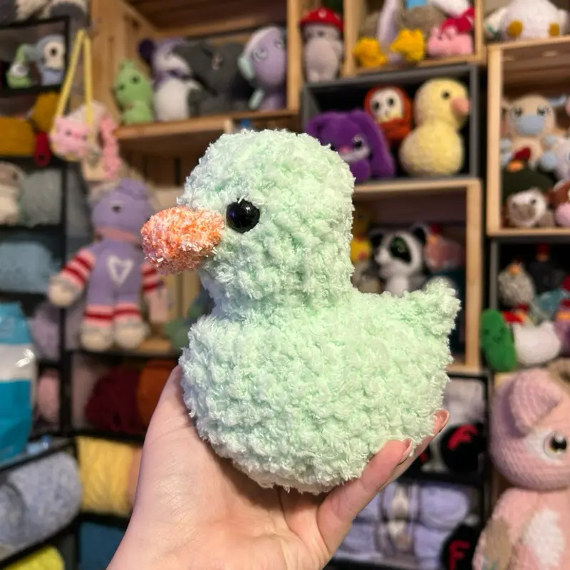 Handmade Crochet Fluffy Duck Plushie