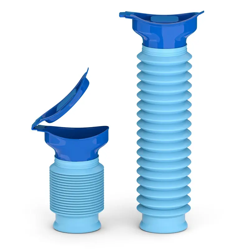 Men's 2-Pack 750ml Adjustable Leak-Resistant Car Pee Bottle - Lightweight Compact Folding Camping Accessory, Expandable 6.3-13.8in Travel Toilet for Road Trips, Camping Accessories