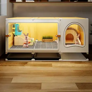 Large Rabbit Cage with Toilet, Indoor Use Only, Easy Cleaning, Anti-Spray Urine Protection, Winter Bunny House, Rabbit Playpen, Home Pet Habitat