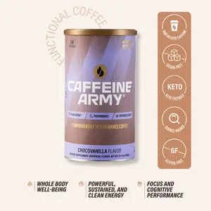 Caffeine Army ChocoVanilla Flavor Functional Coffee with Time-Release Caffeine MCTs Collagen Adaptogens & Vitamins for Energy Focus Mood Beauty & Metabolic Support 38 Servings Sugar-Free Gluten-Free Keto-Friendly Beverage