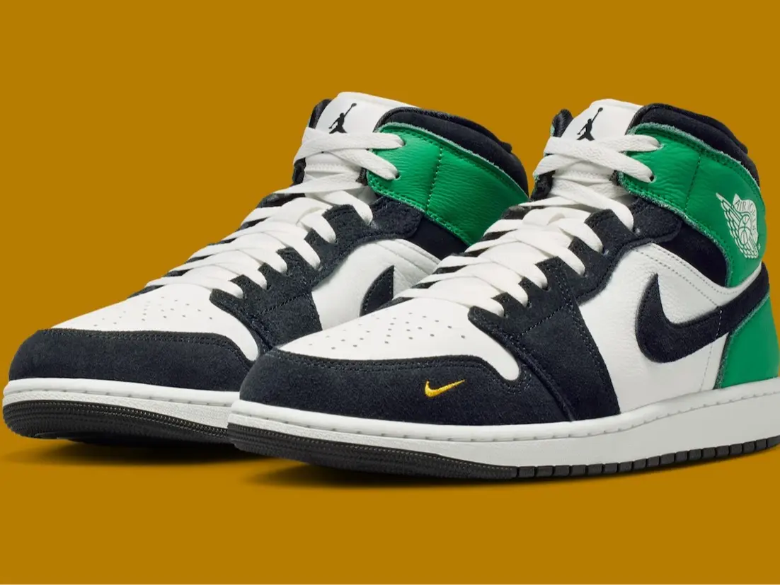 Nike Air Jordan 1 Mid Lucky Green Black White II9812-100 Men’s Fashion Shoes NEW