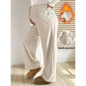 Pregnant Women's Casual Autumn/Winter Fleece Pocket Drawstring Sweatpants  Maternity Pants   Winter Clothes For Women