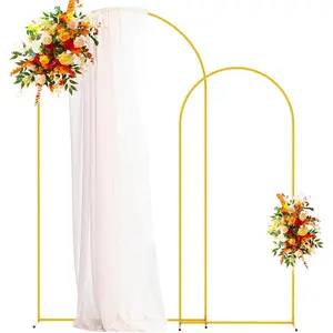 Arch Backdrop Stand Gold Wedding Arch Stand Set of 2 (7.2FT/6FT) Square Arched Frame for Birthday Graduation Decoration