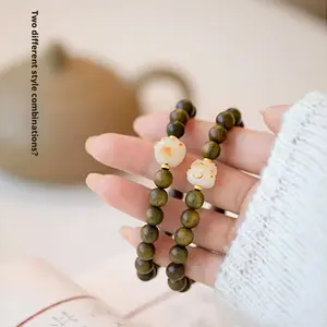 Green Sandalwood Single-Loop Women's Style Cultural Play Couple Bracelet