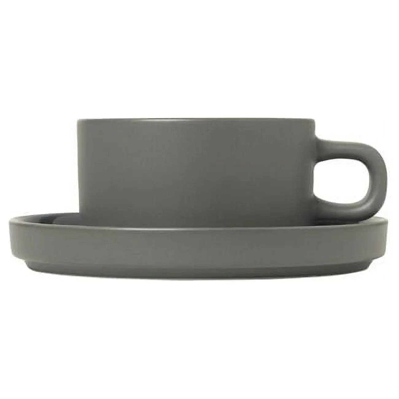 Blomus 63975 6 oz Pilar Tea Cups with Saucer, Pewter