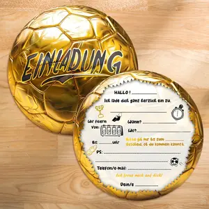 12pcs Football Birthday Invitation Cards, Fun Round Design for Soccer Lovers, Perfect for Boys and Girls, Cool and Funny Party Invitations