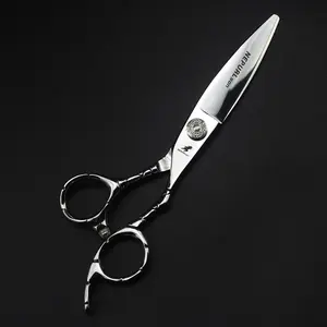6.0-inch crocodile handle large sliding knife high-end hairdressing scissors made of 6cr steel, cutting scissors and thinning scissors, household hairdressing scissors, ergonomically designed right-handed scissors, suitable for both men and women