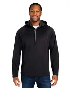 Men's Fitted Plain Hooded Anorak Jacket - 3-Layer Polyester Menswear Tops, Waterproof, Breathable Zipper Pullover Outerwear with Reflective Details