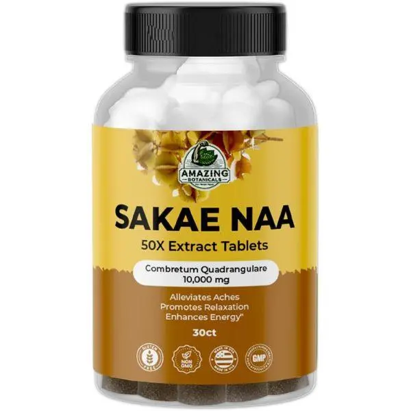 Amazing Botanicals Sakae Naa 50X Extract Tablets, Combretum Quadrangulare Dietary Supplement, 10000mg High Potency Vegan Herbal Energy & Fitness Healthcare Supplement, Lab-Tested, 30 Count, Dietary Supplements