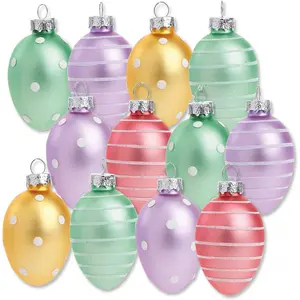 Pastel Frost Blown Glass Easter Ornaments - Handcrafted Hanging Tree Decorations, Easter Egg Holiday & Party Decor, 2 in, Assorted, 12-Piece Set 2026 new
