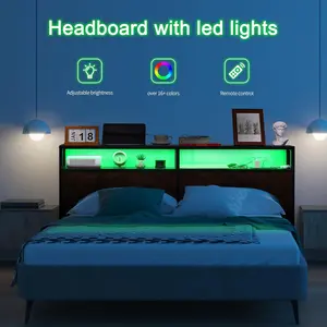 LED Queen Full King Headboard,Queen Full King Headboard  Storage,Queen Full King Headboard Lights, Storage Headboard for Adjustable Bed Queen Full King with USB, Queen Full King Bed