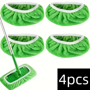 4-Piece Reusable Mop Pads (Not Including Mops), Flat Floor Cleaning Cloth, Washable And Durable, Suitable For Both Wet And Dry Use, Easy To Clean, Household Cleaning Supplies, Multi-Functional Durable Mop Cloth, Ultra-Fine Fiber
