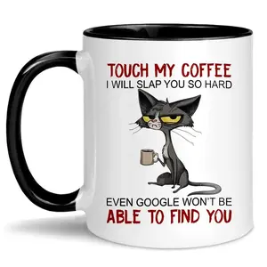Cartoon Cat Pattern Coffee Mug, Funny Accent Mug, Funny Coffee Cup, Novelty Cup Gift for Friend, Birthday Gift, Coffee Cup for Home Office Use, Drinkware, Ceramic Mug