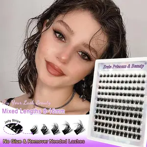 120 Cluster Self Adhesive False Eyelashes, Natural Volume Curl, Mixed Lengths (8-16mm), 3D Faux Mink Lashes, Wispy Lashes, Cosplay Travel Pack, Volume Lash Clusters
