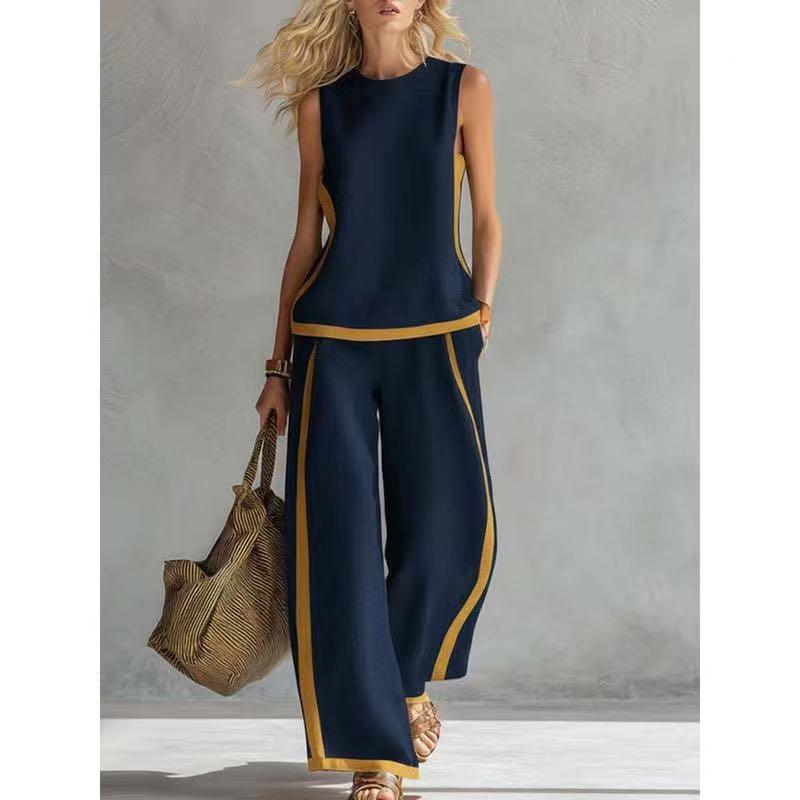 2026 NEW Blend Two Piece Set for Women Sleeveless Top Wide Leg Pants Set Boho Fashion Casual Summer Loungewear Set for Work Streetwear Party and Daily Wear Womenswear Bottoms Trouser Outfit Womenswear # Set # CasualWear #tiktokshopspringglowup