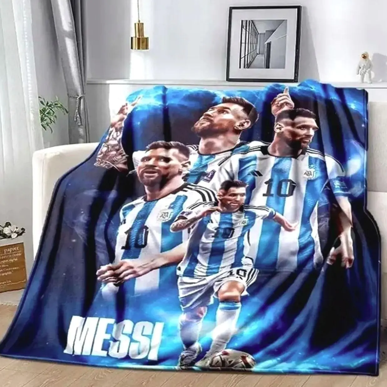 Football superstar L-Leo-Messi-i flannel adult and children's blanket sofa bed decoration blanket portable blanket gift,summervibes