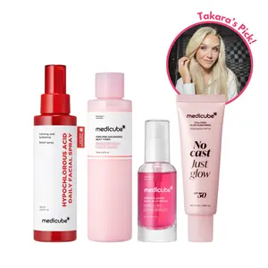 [NEW] [medicube] Takara’s Makeup-Ready Glow Set | Includes Hypochlorous Power Relief Spray, PDRN Milky Toner, PDRN Jelly Serum, No Cast Just Glow Collagen Sunscreen