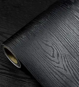 Black Wallpaper Wood Peel and Stick Wallpaper – Black Wood Self-Adhesive & Removable Wall Paper for Countertop Furniture Kitchen Wall, Countertop Contact Paper, Easy to Clean, 11.8''×78.8'' Vinyl No Brand