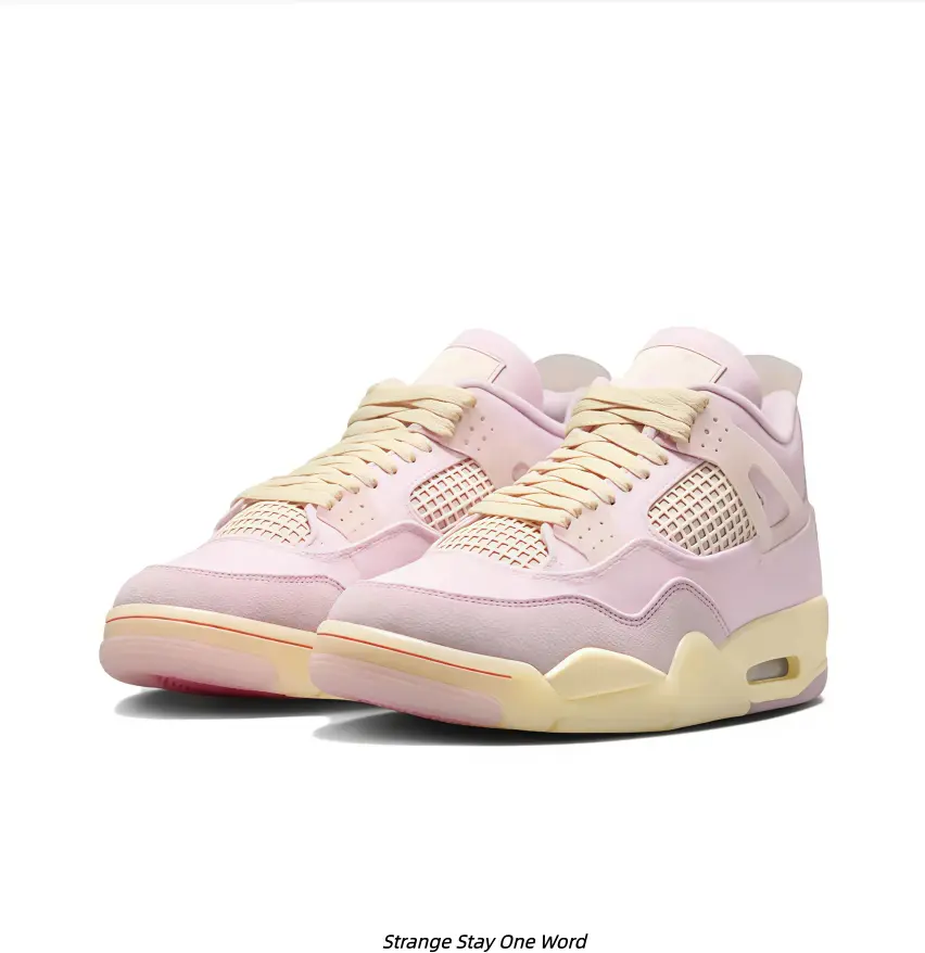Light Pink Mesh Mid Top Basketball Sneakers Cream Vintage Midsole Retro Sports Platform Shoes Unisex