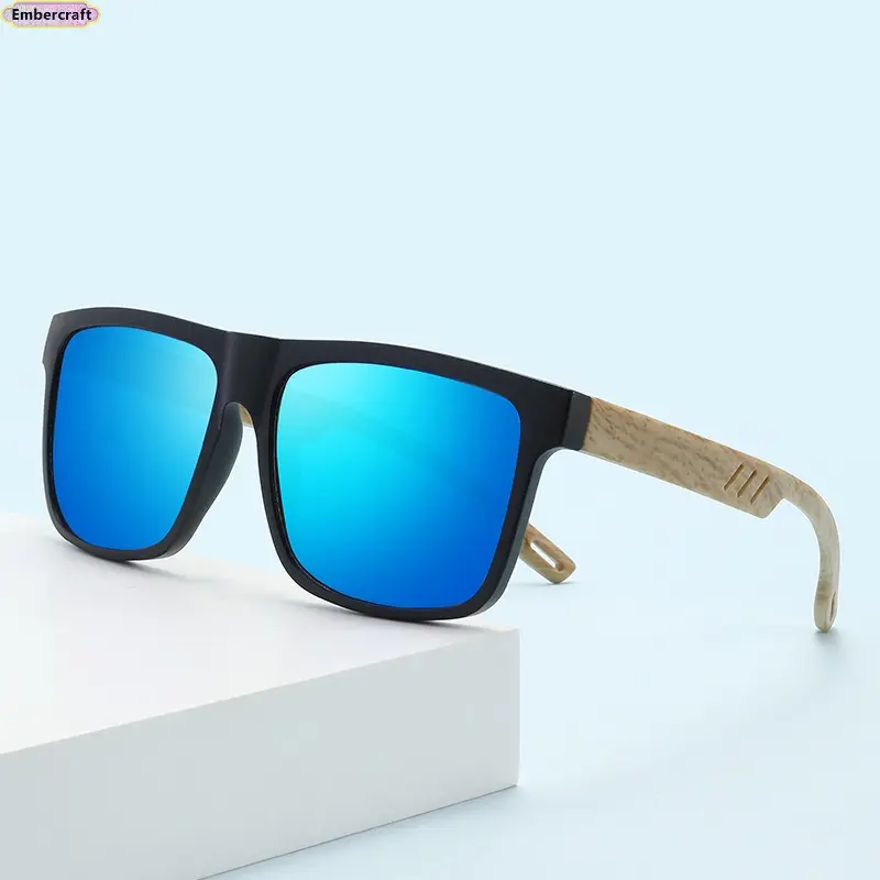 Retro Bamboo Wood Sunglasses Unisex | Vintage Aesthetic Shades Y2K Style | Lightweight UV400 Polarized Sun Glasses for Driving Beach Travel Summer Outfit Fashion