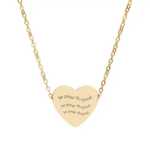 Engraved Heart Necklace, Personalized Engraving Pendant | Rose Gold or Gold