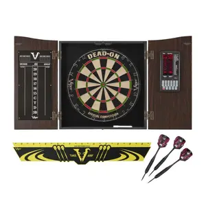 Viper Vault Deluxe Dartboard Cabinet with Built-In Pro Score, Dead-On Dartboard, Edge Throw Line and Black Mariah Darts