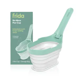 Frida No-Mess Cup - Foldable Handle, Extended Reach, Compact Design with 1 Cup & Storage Bag for Easy Cleaning and On-the-Go Testing