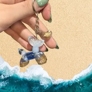 Balloon Dog Beach Keychain- Real Beach Sand &Shells