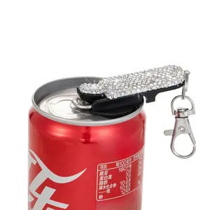 Diamond-Encrusted Can Opener, Dustproof Lid, Suitable for Cola, Beer, Soda, Aluminum Drink Cans, Easy-To-Use Ring Pull Opener
