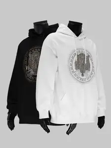 Men's Fashion Sweatshirt, Crew Neck Hooded Glitter Sweatshirt, Sequins, Exaggerated Glitter Rhinestones, Black and White Glitter Hooded Sweatshirt, Tiger Graphics，Rapper Hooded Sweatshirt, Suitable for Parties, Proms, Music Festivals24055