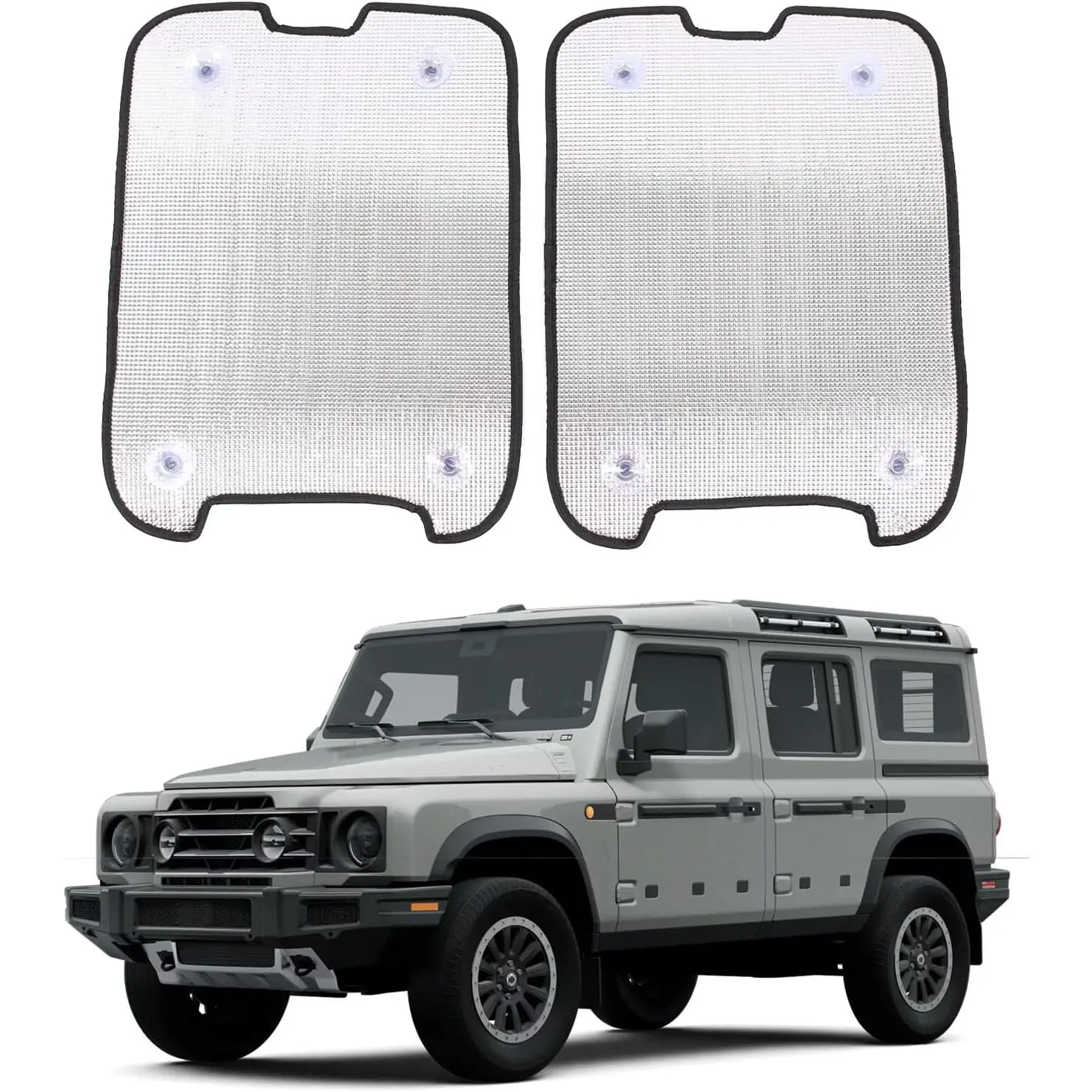 Aluminum Custom-Fit Sunroof Sunshade for INEOS Grenadier 2020-2025, Foldable Double-Thick Insulation Cover, Blocks Heat and Sun, UV Reflector, Glare Shield, Privacy Protector, Avoids Interior Aging (Silver)