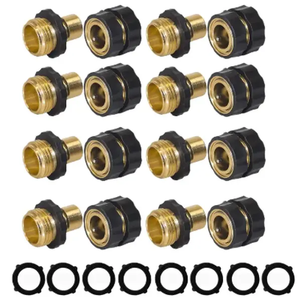 3/4 in Heavy Duty Garden Hose Quick Connector Set Pack, Universal Fit Male & Female Water Hoses Fittings, Backyard Gardening & Camping Essentials, Tools & Hardware Accessory