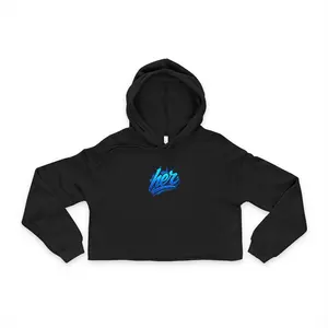 Bella+Canvas "Her" Cropped Hoodie 7502 - Women's Casual Long Sleeve Sweatshirts with Drawstrings for Fall & Winter