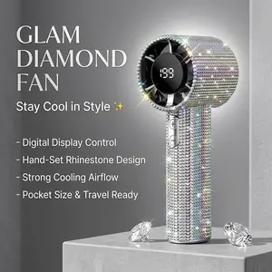 Diamond Portable Handheld Fan, High-Speed Cooling, 5 Adjustable Speeds, Rechargeable Mini Fan, Compact Pocket Design for Travel, Concert & Summer Essentials outdoorfun