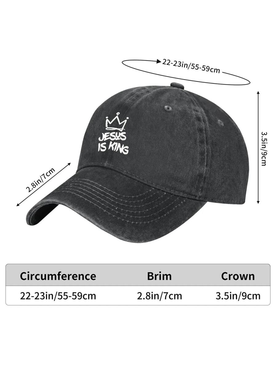 Christian Jesus Is King Crown Vintage Cotton Baseball Cap Religious Faith Dad Hat for Casual Wear Sports Statement Piece