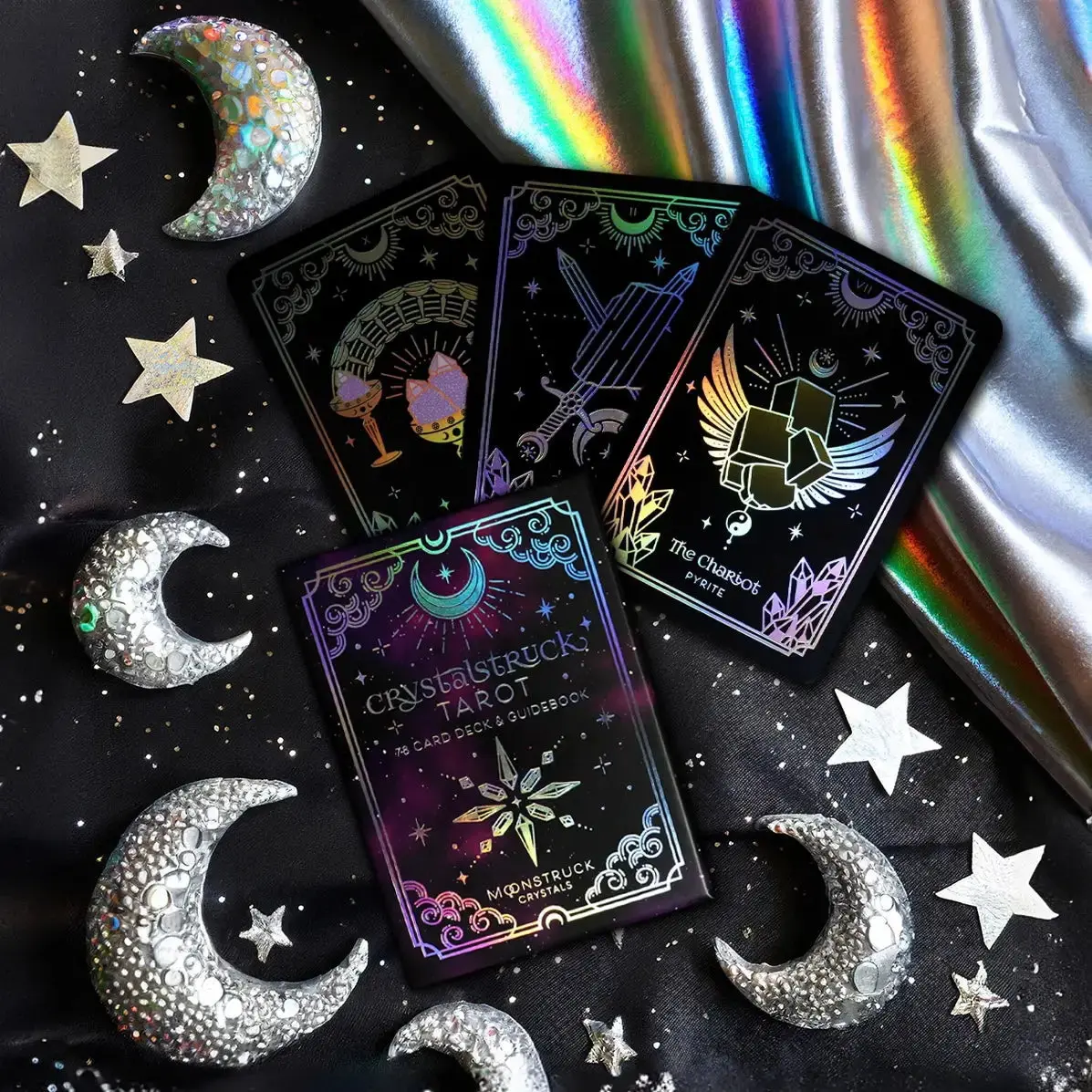 Silver Crystalstruck Tarot Card Deck - Limited Edition, Tarot Cards for Reading, Moonstruck Design, 3.5” x 5” Size, Suitable for 12 Years Above