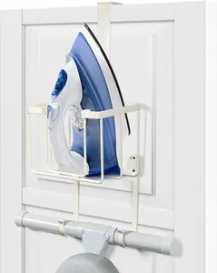 ORLESS over the Door/Wall Mount Ironing Board Hanger, Laundry Room Iron and Ironing Caddy Board Storage Holder White