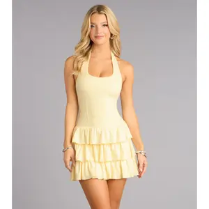 Sunlit Plans Halter Tiered Skater Dress Sunlit Plans Halter Tiered Skater Dress