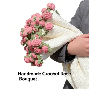 Mother's Day present Crocheted Bouquet Blanket, Handmade Soft, Lightweight, and Romantic Rose Knitted Shawl Blanket.Home decor, the perfect gift for Mom.Teen Girl Gifts
