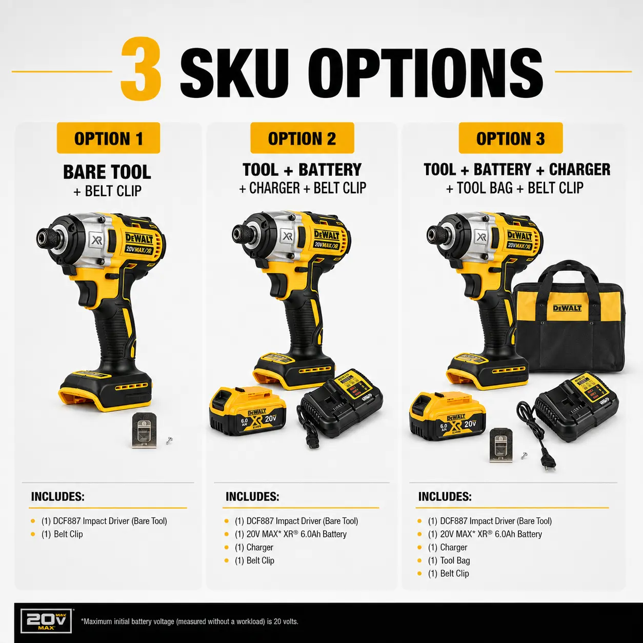 DEWALT DCF887 Cordless Impact Driver Brushless Motor Electric Drill 1/4-In 205NM High Torque Power Tools For 20V Lin-ion Battery