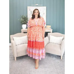 Floral Print Empire Waist Maxi Dress | S-XL Ad Sku