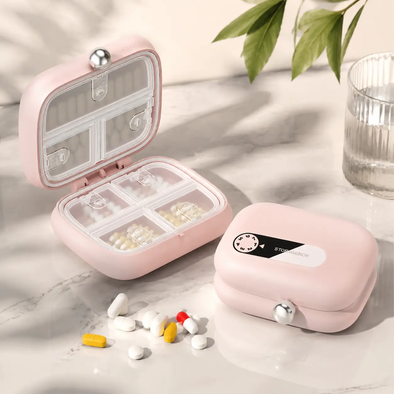 Mini Portable Travel Pill Organizer, Moisture-Resistant Sealed Compartment Medicine Storage Box, Daily Pill Case for Women, Seniors, and Everyday Use