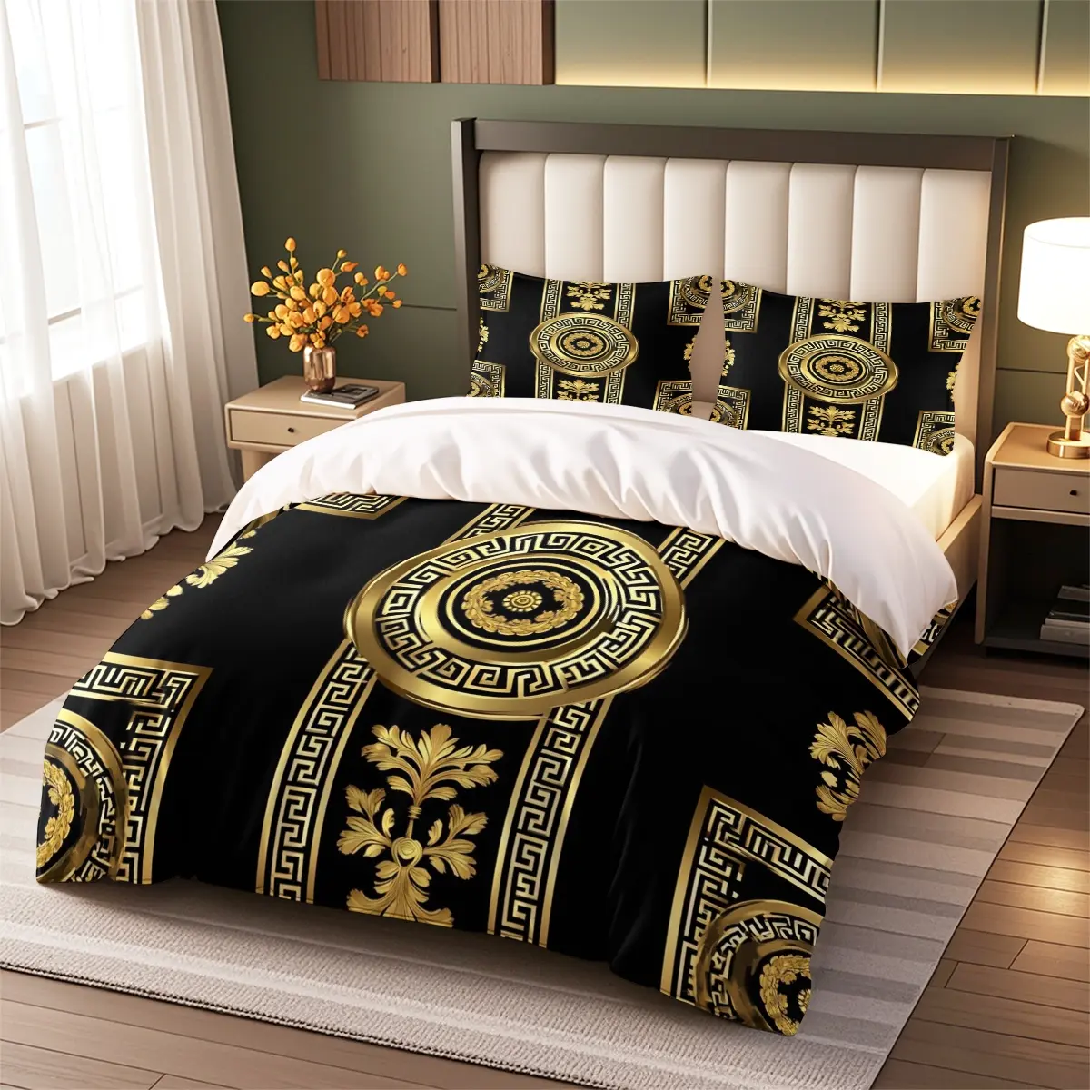 Tribal Print Decorative Theme Bedding Set, Includes Duvet Cover and Two Pillowcases, 100% Polyester, Suitable for Bedroom and Guest Room, Pattern Bedding Set