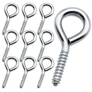 Jeffers Steel Wire Eye Hook Screws for Barn & Stable, 10 Pack