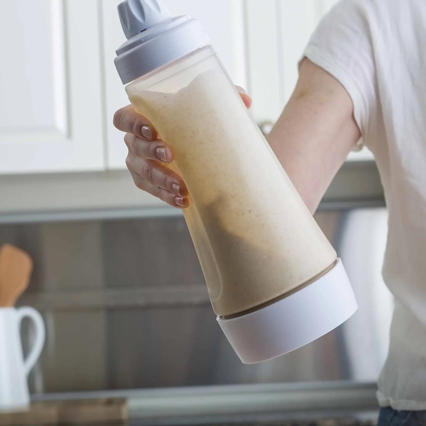 Pancake Batter Dispenser and Mixer with BlenderBall for Pancakes Waffles Muffins & Cupcakes Easy Pour Spout Reusable Plastic Silicone Kitchen Bakeware 4.5 Cup Capacity cooking utensils Value Pack Spring Kitchen Gadgets