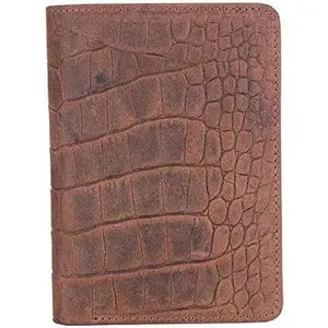 Police Badge Wallet All Leather Universal Fit- Brown Croc For Pin and Clip Back Badges