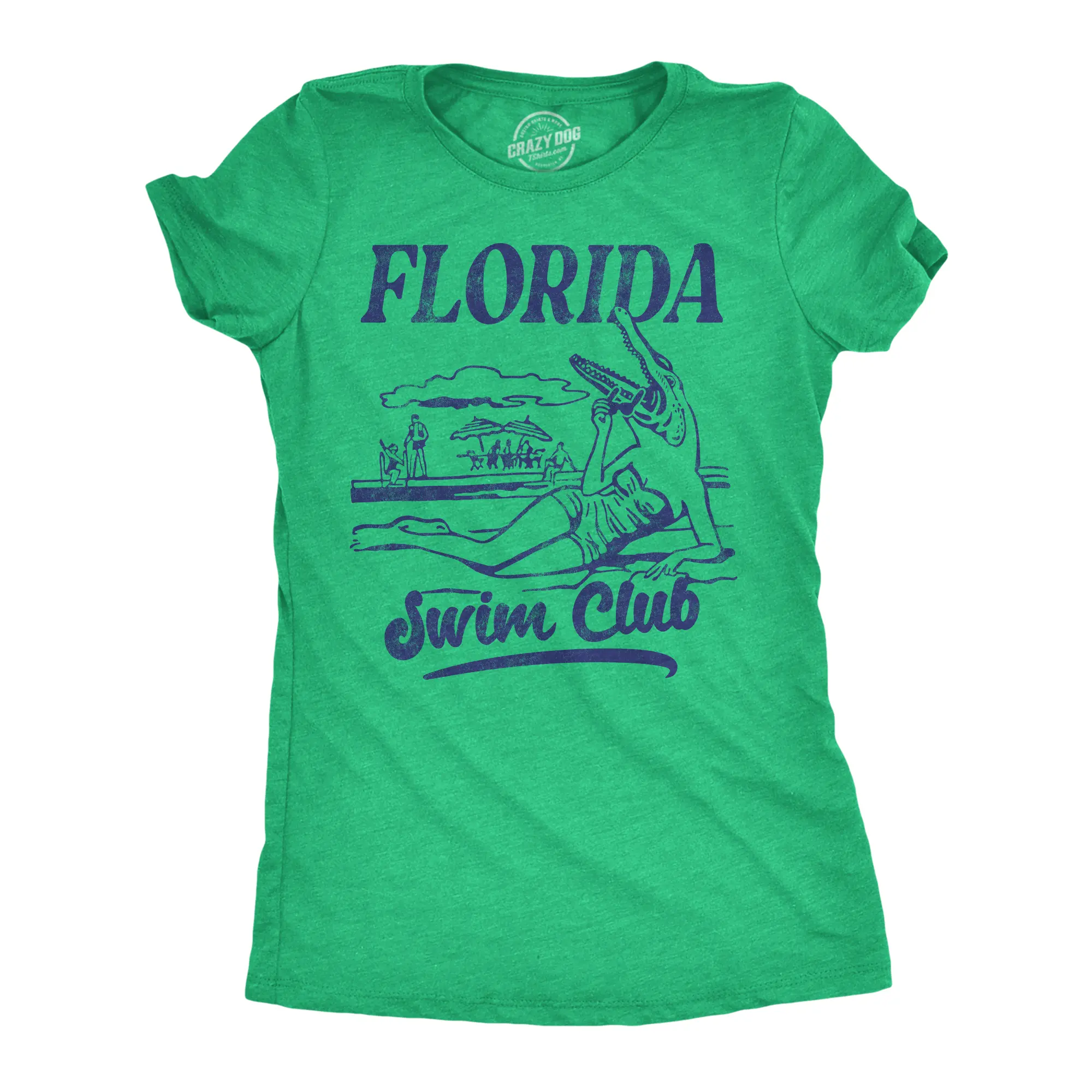 Womens Funny T Shirts Florida Swim Club Sarcastic Alligator Graphic Novelty Tee for Ladies Funny Womens T Shirts Cute Vintage Fashion Casual Ladies T-Shirt Gift Sarcastic Tops for Women Funny Animal Top Women's Green -
