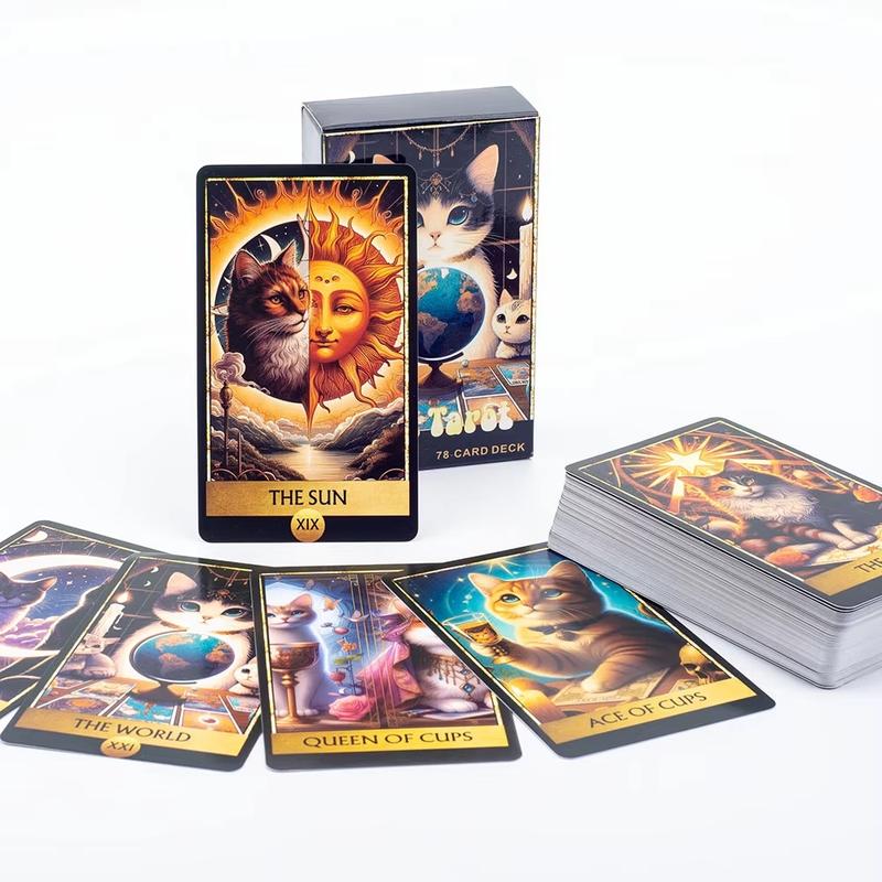 Quirky Cat Tarot Deck, Unique Hand-Drawn Illustrations, Perfect for Beginners & Experienced Readers, Ideal Gift for Cat Lovers, 78 Cards