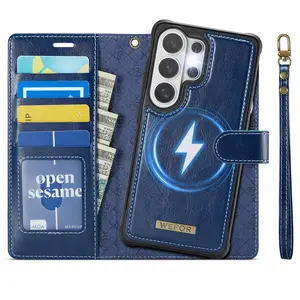 for Samsung Galaxy S26 Ultra Wallet Case Compatible with Magnetic, 2-in-1 Flip RFID Blocking 4 Card Holders Stand Shockproof Magnetic Detachable Cover for S26 Ultra 6.9" Case